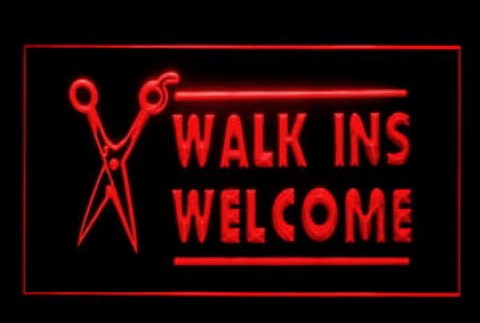 WALK INS WELCOME Haircut LED Neon Sign